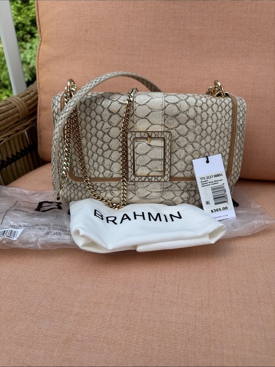 Brahmin Handbags - Brahmin Rosalie Oyster Grey Ellacoya Bag with Gold chain